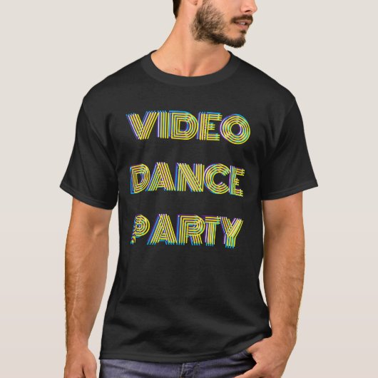 VIDEO DANCE PARTY MERCH Basic Donker T-shirt (Voorkant)