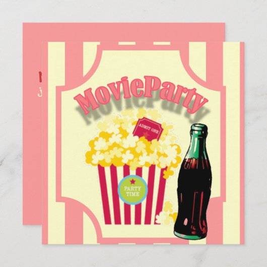 Vidéo Filles Roses Anniversaire Fête Invitation (Devant / Derrière)