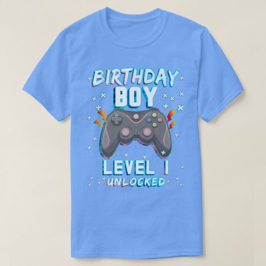 Video game 1e verjaardag Gamer Boys Level 1 Unlock T-shirt (Design voorkant)