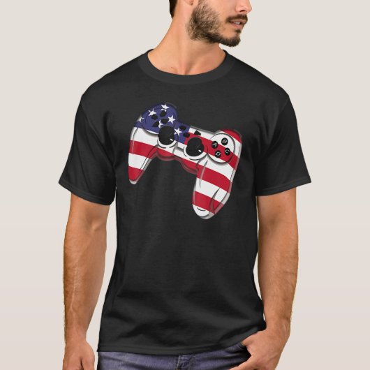 Video Game 4th Of July Controller American Flag T-shirt (Voorkant)