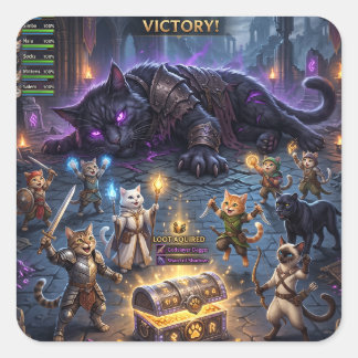 Video Game Baas Strijd Katten Gilde Neerwaarts Baa Vierkante Sticker