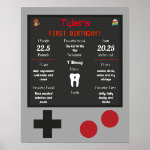 Video Game Baby's 1e verjaardag Poster Mijlpalen