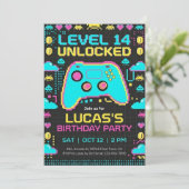 =Video Game Birthday Invitation Pixel Gamer Party (Debout devant)