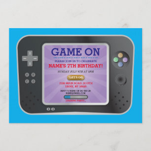 Video game Birthday Party Gamer op console uitnodi Kaart