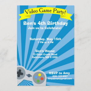Video Game Birthday Party Uitnodiging