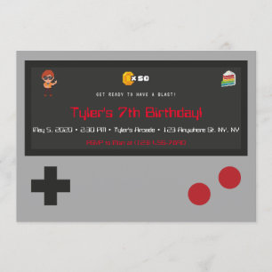 Video Game Birthday Party Uitnodiging