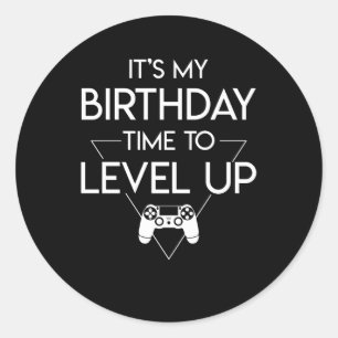 Video game Birthday-tijd om op te waarderen Ronde Sticker