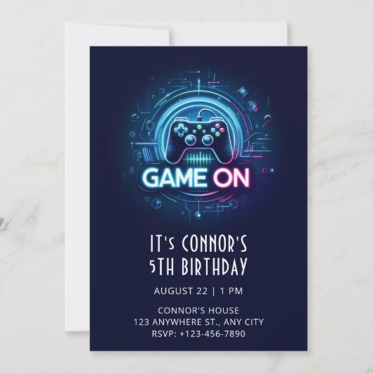 Video Game Birthday Uitnodiging (Voorkant)