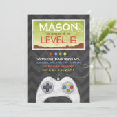 Video Game Boy Birthday Party Uitnodiging (Staand voorkant)