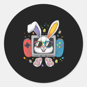 Video Game Bunny Eieren Kostuum Pasen Dag Jongens  Ronde Sticker