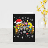 Video Game Controller Christmas Santa Hat Gamer Bo Kaart (Gele Bloem)