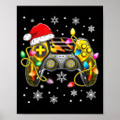 Video Game Controller Christmas Santa Hat Gamer Bo Poster (Voorkant)