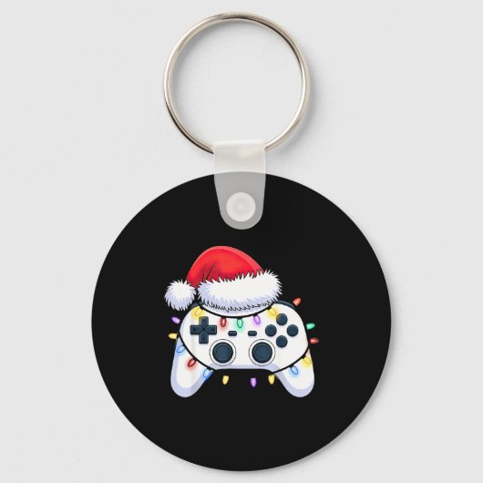 Video Game Controller Christmas Santa Hat Gamer Bo Sleutelhanger (Voorkant)