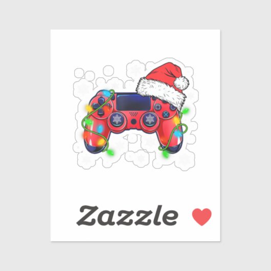 Video Game Controller Christmas Santa Hat Gamer Bo Sticker (Vel)