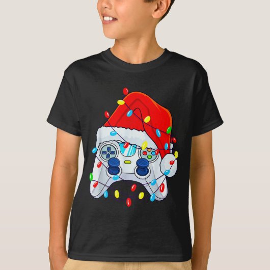 Video Game Controller Christmas Santa Hat Gamer Bo T-shirt (Voorkant)