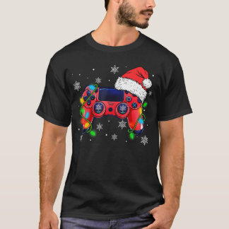 Video Game Controller Kerst Santa Hoed Gamer Bo T-shirt