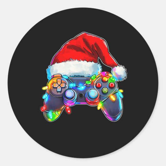 Video Game Controller Kerstkerstkerstkerstkerstker Ronde Sticker (Voorkant)