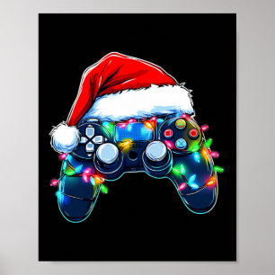 Video Game Controller Kerstman Kerstmuts Gamer Bo Poster