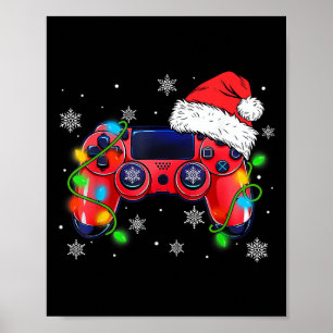 Video Game Controller Kerstman Kerstmuts Gamer Bo Poster