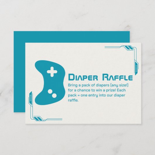 Video Game Controller Luier Raffle Baby shower Informatiekaartje (Voorkant / Achterkant)
