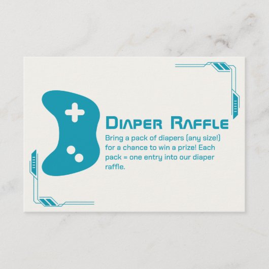 Video Game Controller Luier Raffle Baby shower Informatiekaartje (Voorkant)