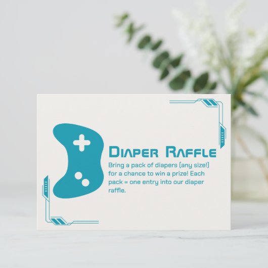 Video Game Controller Luier Raffle Baby shower Informatiekaartje (Staand voorkant)