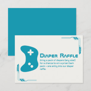 Video Game Controller Luier Raffle Baby shower Informatiekaartje