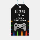 Video Game Controller Neon Gaming Birthday Cadeaulabel (Voorkant)