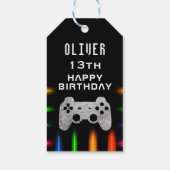 Video Game Controller Neon Gaming Birthday Cadeaulabel (Achterkant)