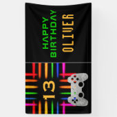 Video game Controller Neon Gaming Birthday Party Spandoek (Verticaal)