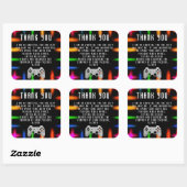 Video Game Controller Neon Verjaardag Dank u Vierkante Sticker (Vel)