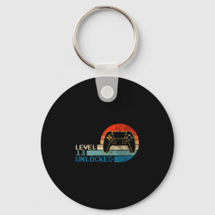 Video Game Controller Ontgrendeld Level 13 Verjaar Sleutelhanger