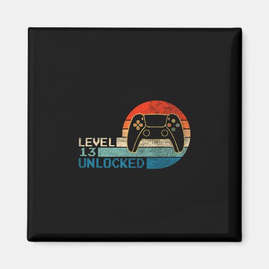 Video Game Controller Unlocked Level 13 Birthday B Magneet (Voorkant)