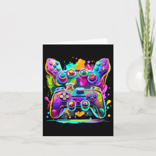 Video Game Controller Verf Drip Kleurrijke Gamers Kaart