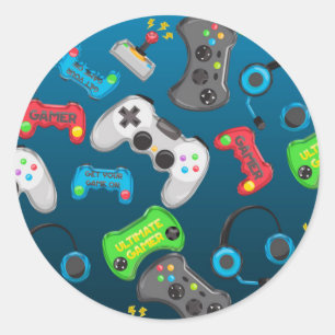 Video Game Controllers Gamer Verjaardag Party Favo Ronde Sticker