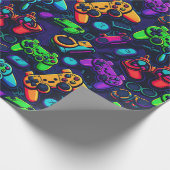 Video game controllers neon cadeaupapier (Hoek)
