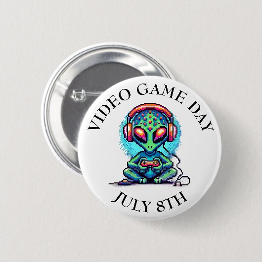 Video Game Day | 8 juli Ronde Button 5,7 Cm (Voorkant /achterkant)