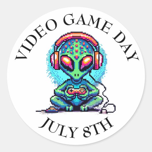 Video Game Day | 8 juli Ronde Sticker (Voorkant)