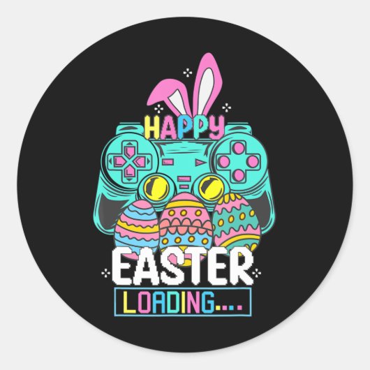 Video Game Easter Bunny Gaming Controller Gamer Bo Ronde Sticker (Voorkant)