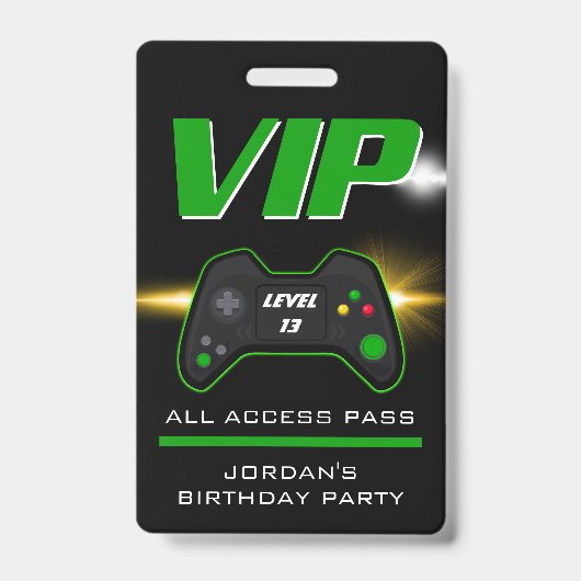 Video Game Feest Groene Controller Favor Badge (Voorzijde)