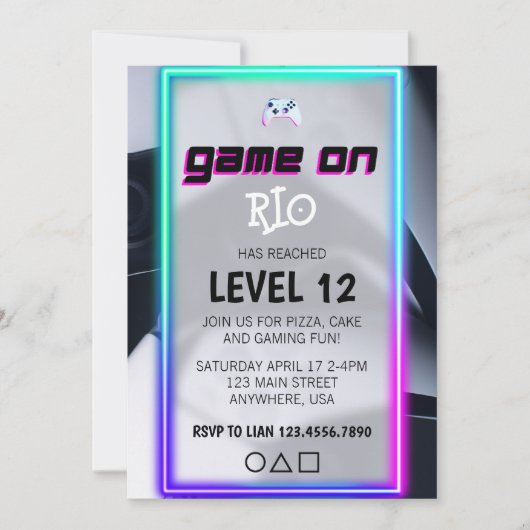 Video game game game Neon Game on Level on Level U Kaart (Voorkant)