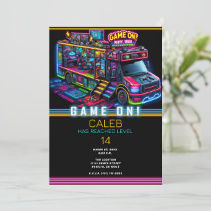 Video Game Gaming Truck Bus Gamer Birthday Party Kaart