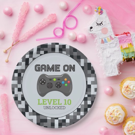 Video Game Level Up Controller Verjaardagsfeestje Papieren Bordje (Feest)