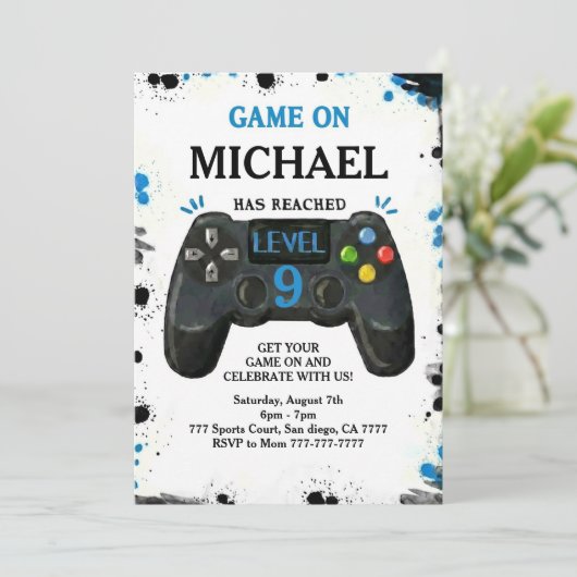 Video Game Level up Gamer Birthday Kaart (Staand voorkant)