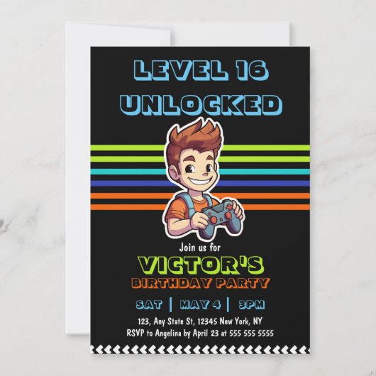 Video Game Level Up Gamer Boy Verjaardag Kaart (Voorkant)