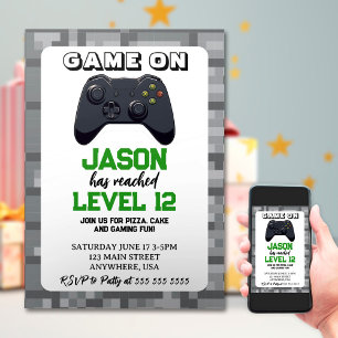 Video Game Level Up Gamer Verjaardag Kaart