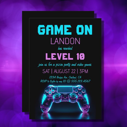 Video Game Level Up Gamer Verjaardagsfeest Uitnodi