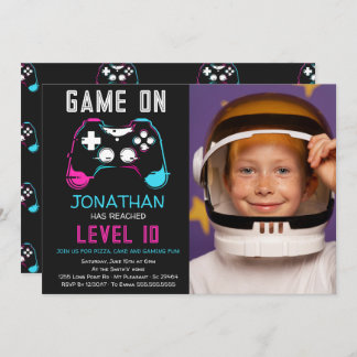 Video Game Level Up Gamer Verjaardagsfoto Kaart