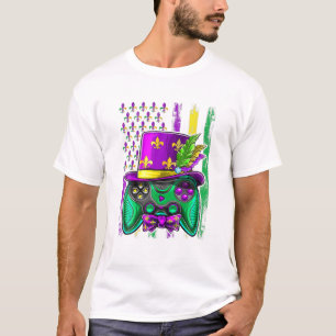 Video Game Mardi Gras Boy Mannen Gamer American Fl T-shirt