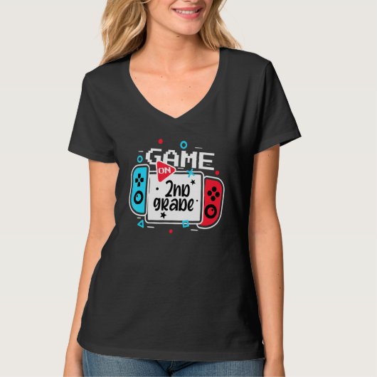 Video Game On 2nd Grade Cool Kids Team Second Back T-shirt (Voorkant)